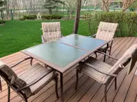 Patio Table, 4 chairs and cushions