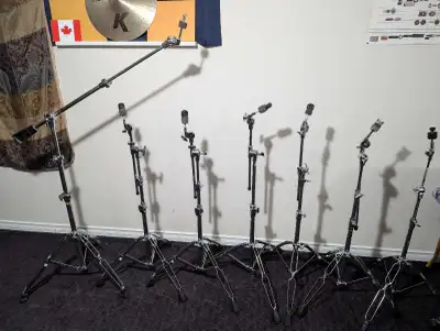Pearl. 6 cymbal boom stands, all in like new condition., View more