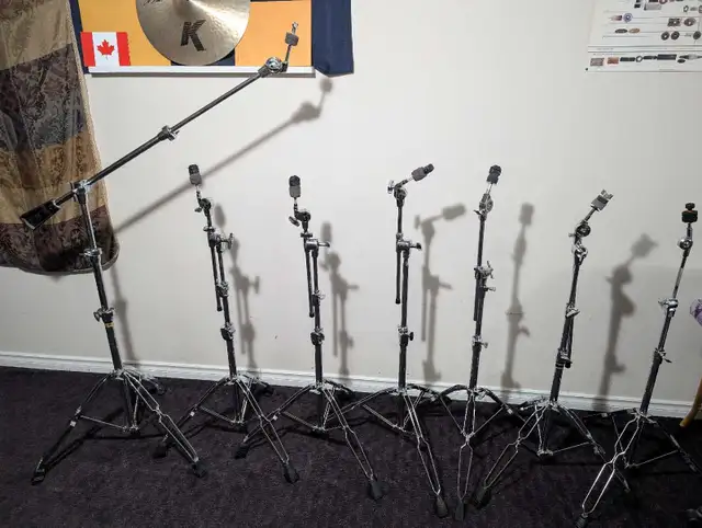 Pearl. 6 cymbal boom stands, all in like new condition. in Drums & Percussion in Oshawa / Durham Region - Image 2