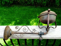 salvaged WROUGHT IRON gas light GASOLIER FIXTURE architectural