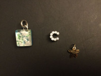 Pendants - letter "c" stones, blow glass, gold starfish