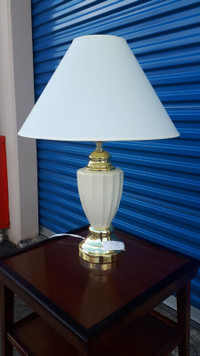 A beautiful White/Brass Appointed Table Lamp