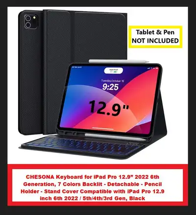 (NEW) Keyboard & Case iPad Pro 12.9” 2022 6th/5th/4th/3rd Gen, View more