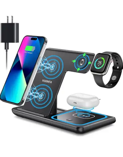 YOXINTA 3-in-1 Foldable Wireless Charging Station for iPhone, Ap, View more