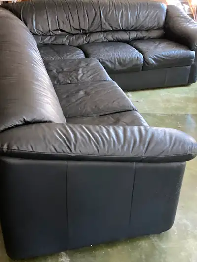 Black leather sectional sofa bed, View more