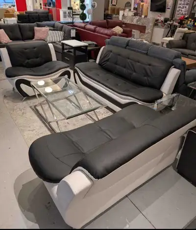 Black and White Leather Sofa Set, View more