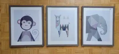 3 x Animal Framed Wall Art Structube 17"x21, View more