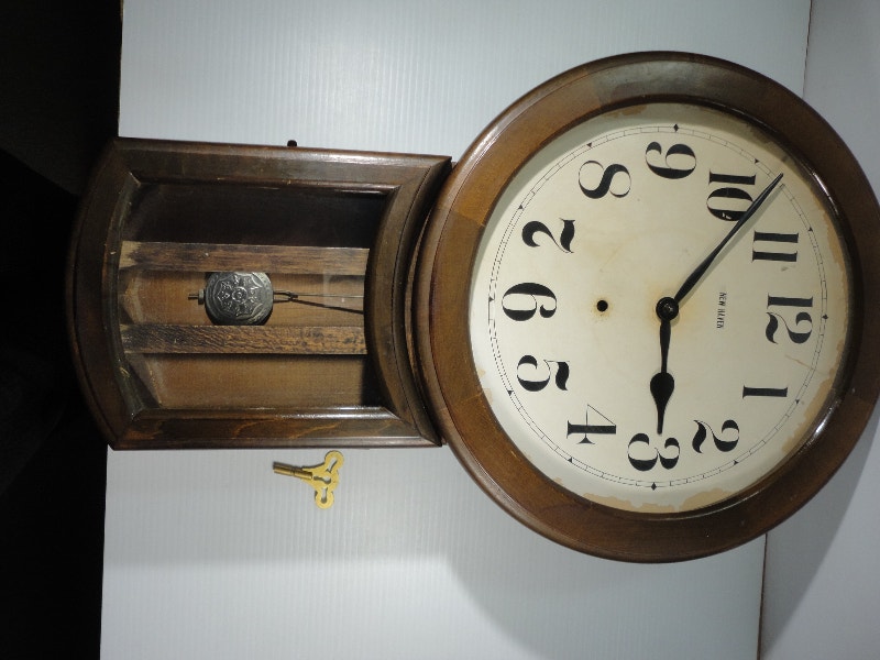 Large Vintage New Haven Time Only School or Station Clock Arts