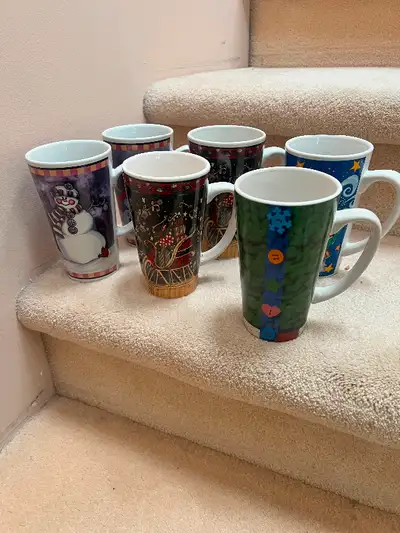 Christmas coffee mugs, large mugs $2 each, View more