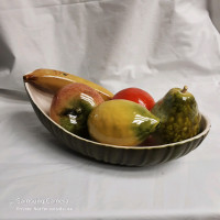 MCM Haeger USA Fruit Bowl with Hand Glazed Ceramic Fruit