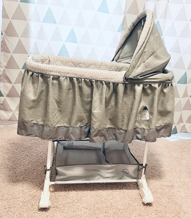 Grey and white Rocking Bassinet in Cribs in Calgary - Image 2