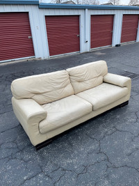 White Leather 3-Person Couch