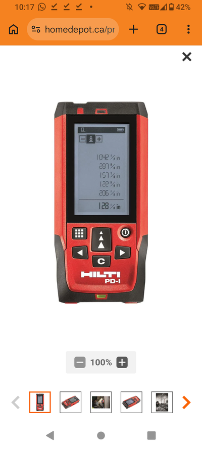 Hilti | PD-E Laser Range Meter with Soft Case, View more