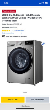 LG 2.6 Cu. Ft. Electric High Efficiency Washer & Dryer Combo