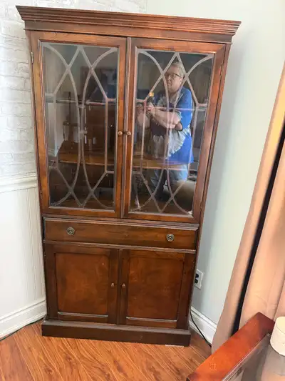 Vintage Mahogany Corner China Hutch, View more