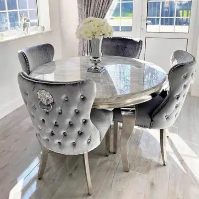 Grey Velvet Dining Set, View more