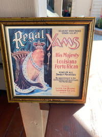 VINTAGE REGAL YAMS ADVERTISING FRAMED SIGN $15