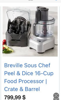 ROBOT CULINAIRE BREVILLE / sous chef/ PEEL& DICE /16 cups 