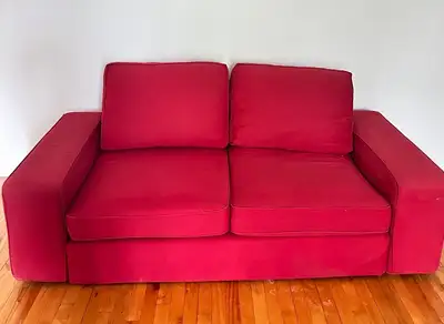 Modern Red Loveseat – Excellent Condition, View more