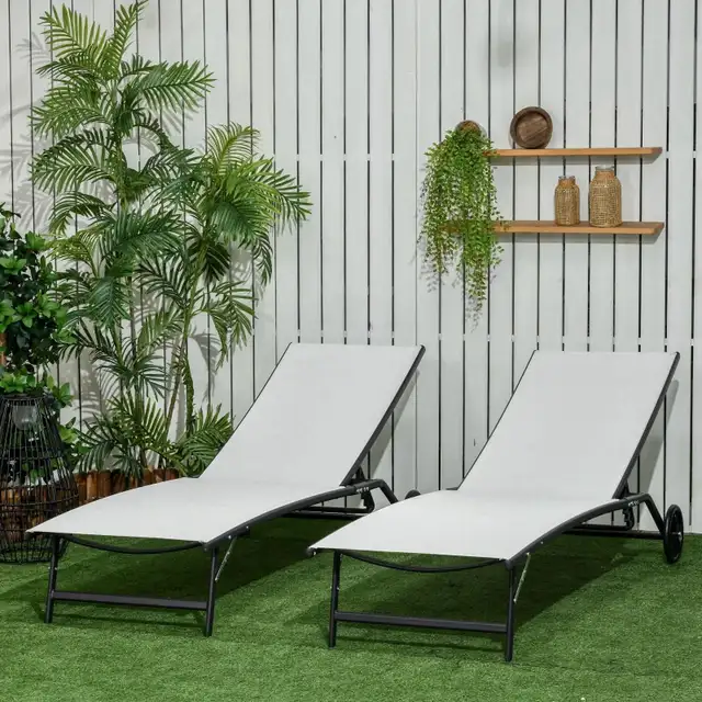  Lounge Chair with Wheels, 5-Level Adjustable Backrest for Garde in Patio & Garden Furniture in Markham / York Region - Image 11