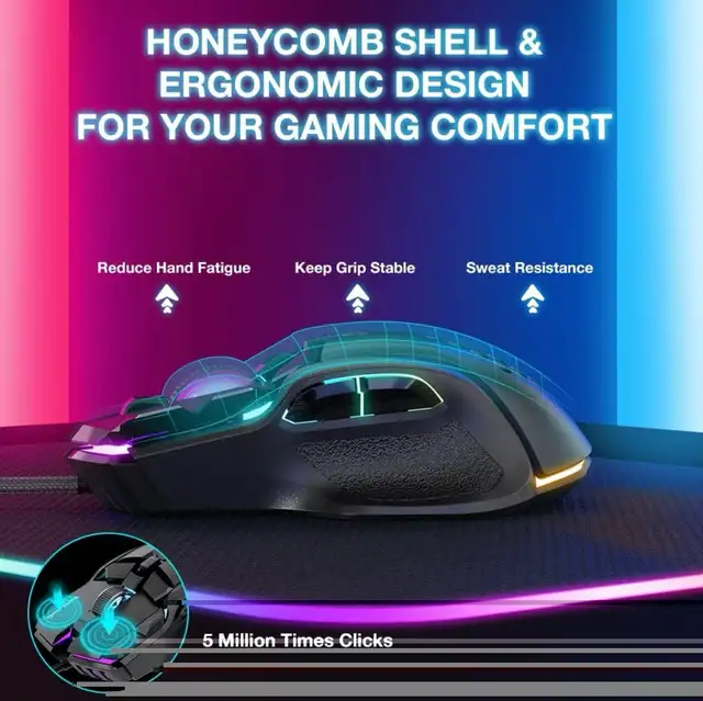 WolfLawS Wired Gaming Mouse, Computer PC Gaming Mice USB Mouse427545542567536642