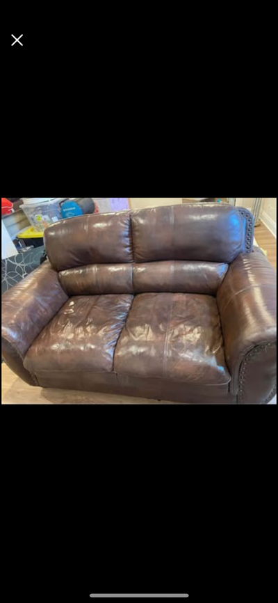 Brown Leather Loveseat Couch, View more