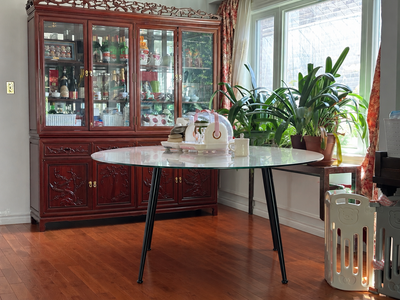 Glass round dining table, View more