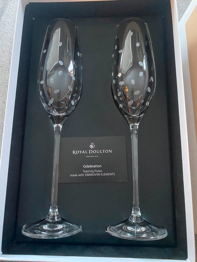 Royal Doulton celebration champagne flutes brand new in box. in Arts & Collectibles in Kitchener / Waterloo