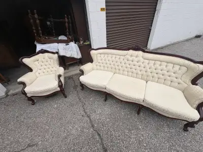 Free delivery used Vintage Style Tufted Sofa and Armchair Set, View more