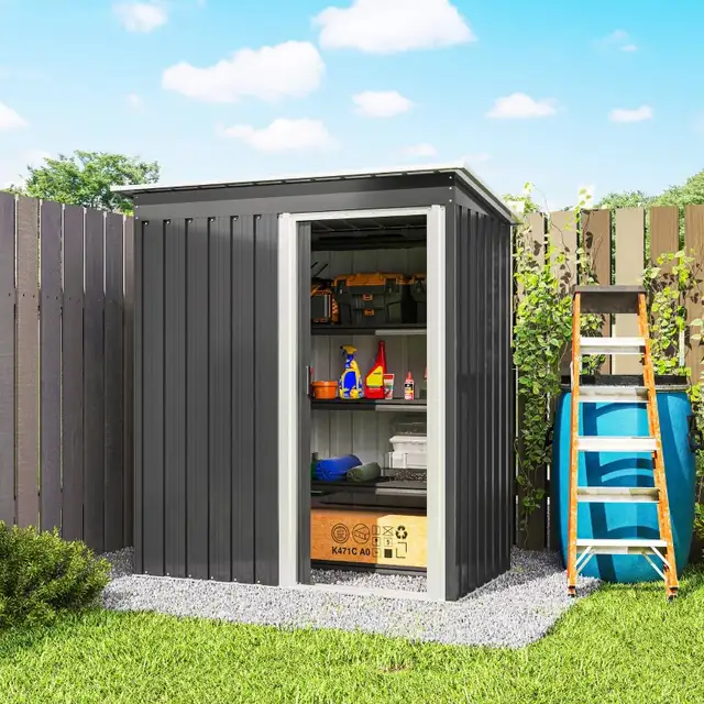 5 x 3 FT Outdoor Storage Shed with Sliding Door and Sloped Roof in Outdoor Tools & Storage in Markham / York Region - Image 10