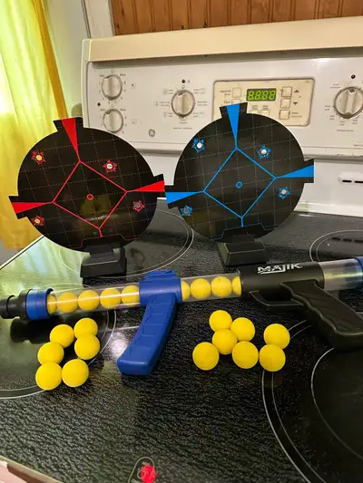 I have I target gun with lots of extra balls and 2 targets. Used once asking $20 from a smoke free h...