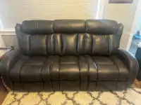 Powered leather recliner couch