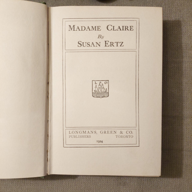 Antique Madame Claire by Susan Ertz published 1924 in Arts & Collectibles in Winnipeg - Image 3