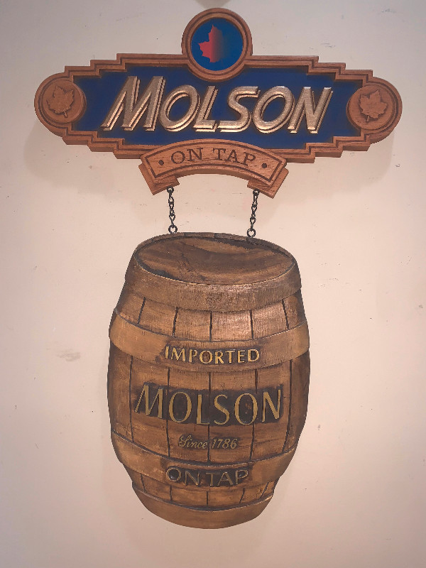 Vintage Dual hanging Molson Canadian beer bar sign Mint in Arts & Collectibles in Calgary - Image 3