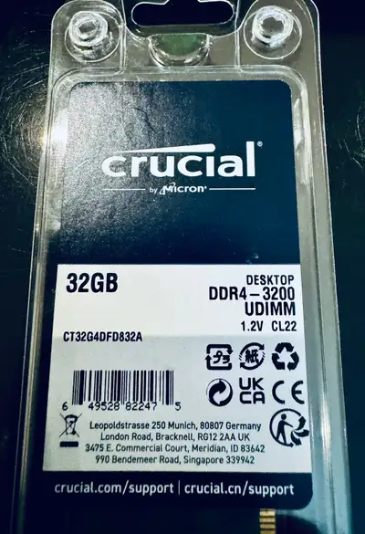 CRUCIAL 32GB DDR4 (Desktop) RAM - less than a month old! 