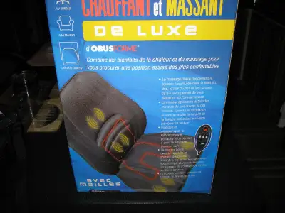 Coussin de siège chauffant et massant Obus Forme de luxe avec adaptateur pour la maison ou l'auto. E...