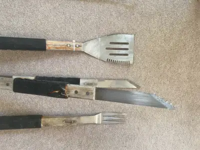 Stainless Steel (wood handle) BBQ tools, set of 3, View more
