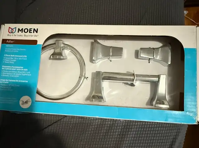NEW: Moen  Adler Spring Loaded Paper Holder Bar/Towel Ring, in Bathwares in Ottawa - Image 2