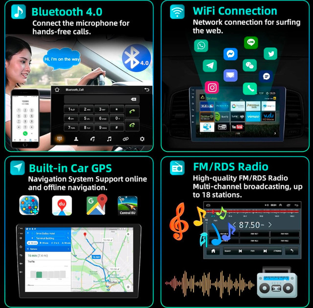 Podofo Car Stereo Radio for Honda CRV 2012-2016 2+32G Android in Audio & GPS in City of Toronto - Image 4