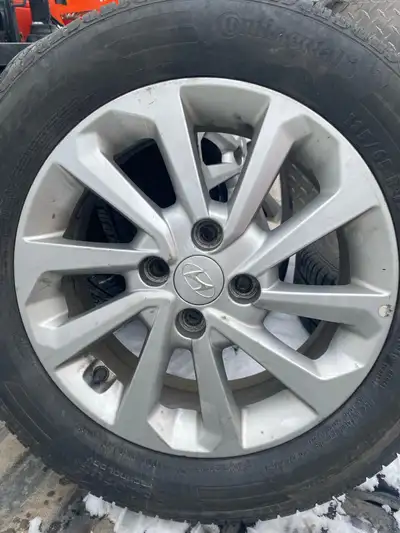 2019 Hyundai Accent Ally wheels and tires. Tires have about 40% tread left. 150$ obo. Good rims for...