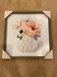 New framed picture of flowers in vase