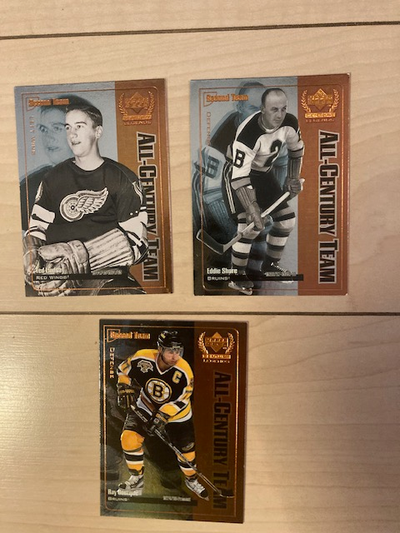 Three 1999-00 UPPER DECK LEGENDS ALL CENTURY TEAM hockey cards, View more