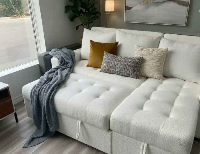 PRE ORDERS !! L-Shape Sofa Bed with Storage Chaise - Convertible in Couches & Futons in Burnaby/New Westminster - Image 9