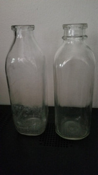 Vintage Milk Bottles &  Sour Cream Jar