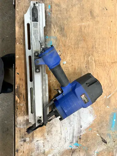 This is a framing nailer, perfect for your construction needs! It's a reliable tool that has been us...