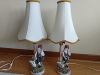 Antique Italian Capodimonte figurine lamps.