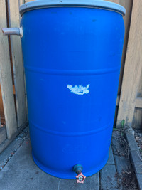 55 Gallon Blue Tight Head Plastic Drum Rain Barrel