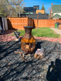 Chimney Fire pit and wood