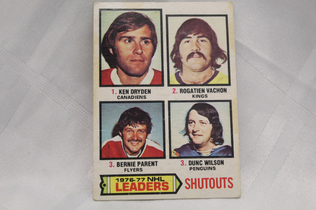1977 NHL O Pee Chee Hockey Card #8-Leaders Shutouts in Arts & Collectibles in Guelph