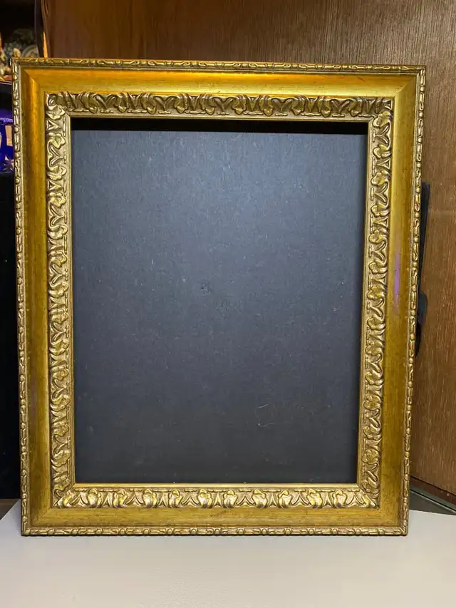 Wood Picture Frame Etched Detail Gold Gilt Deep Well 11 inch X 1 in Arts & Collectibles in Vancouver - Image 6